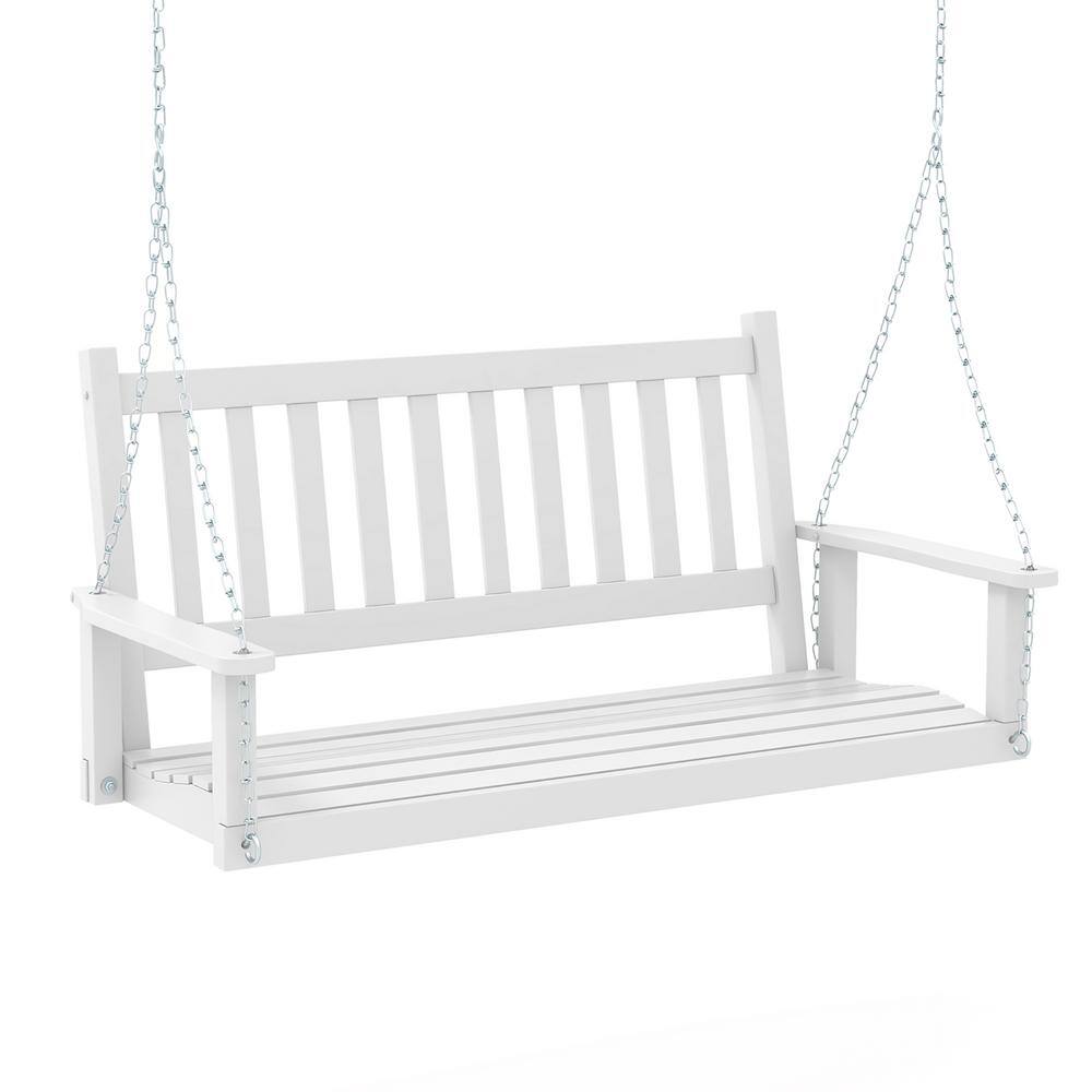 Reviews for Gymax 2Person White Wooden Porch Swing Hanging Swing Chair