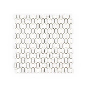 Serenity Dolomite 11.125 in. x 11.875 in. Elongated Hex Matte White/Grey Glass Mosaic Wall/Floor Tile (0.917 SF/Each)
