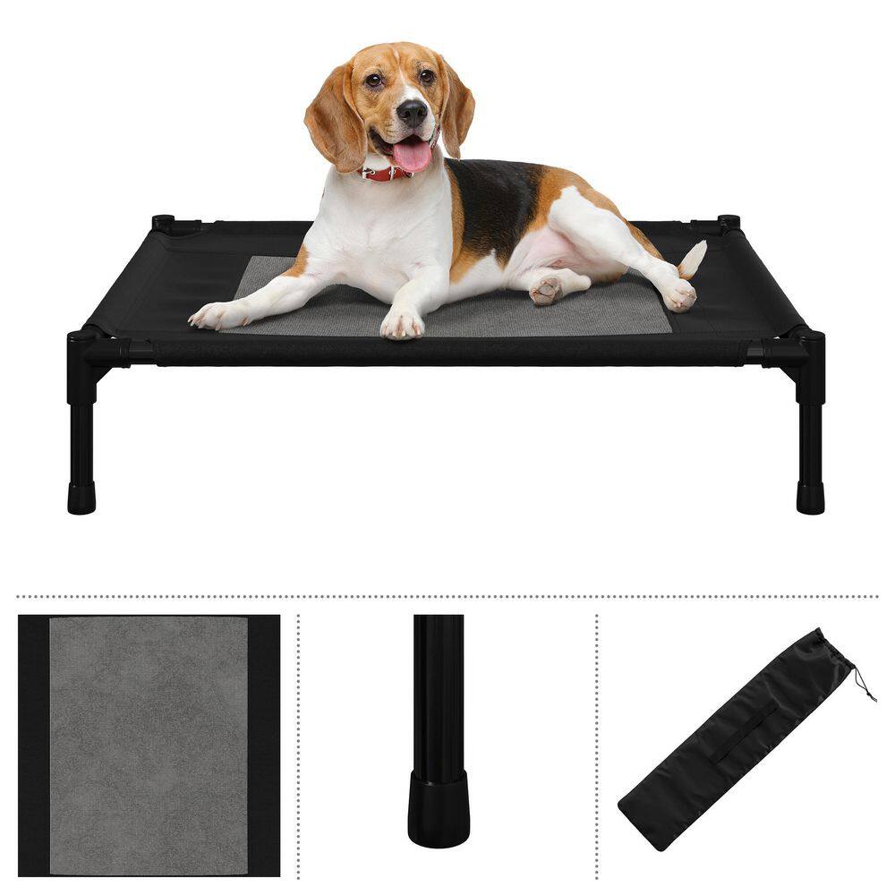 Medium Black Elevated Waterproof Outdoor Dog Bed
