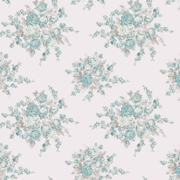 Graham & Brown Rachel Ashwell Teal Green Rose Blossom Wallpaper Sample