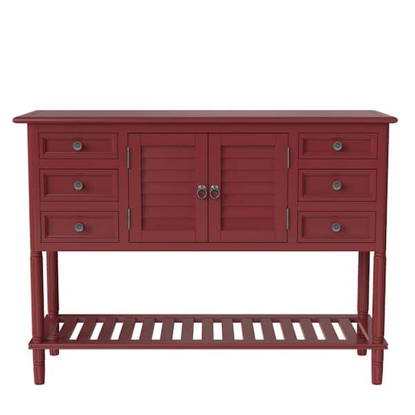 Z-joyee Wood Espresso Storage Cabinet with 2 Drawers, 2 Cabinets and 1 Shelf