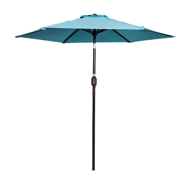 Unbranded 7.2 ft. Steel Pole Table Market Tilt Outdoor Patio Umbrella with Push Button in Blue