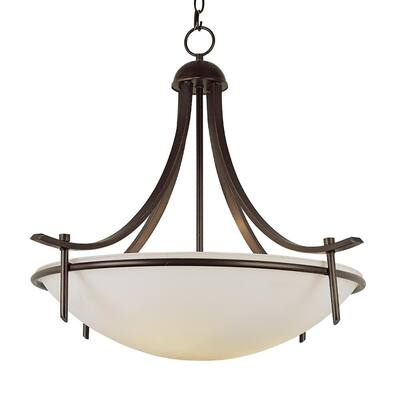 Vitalian 3-Light Rubbed Oil Bronze Pendant with Frosted Glass Shade
