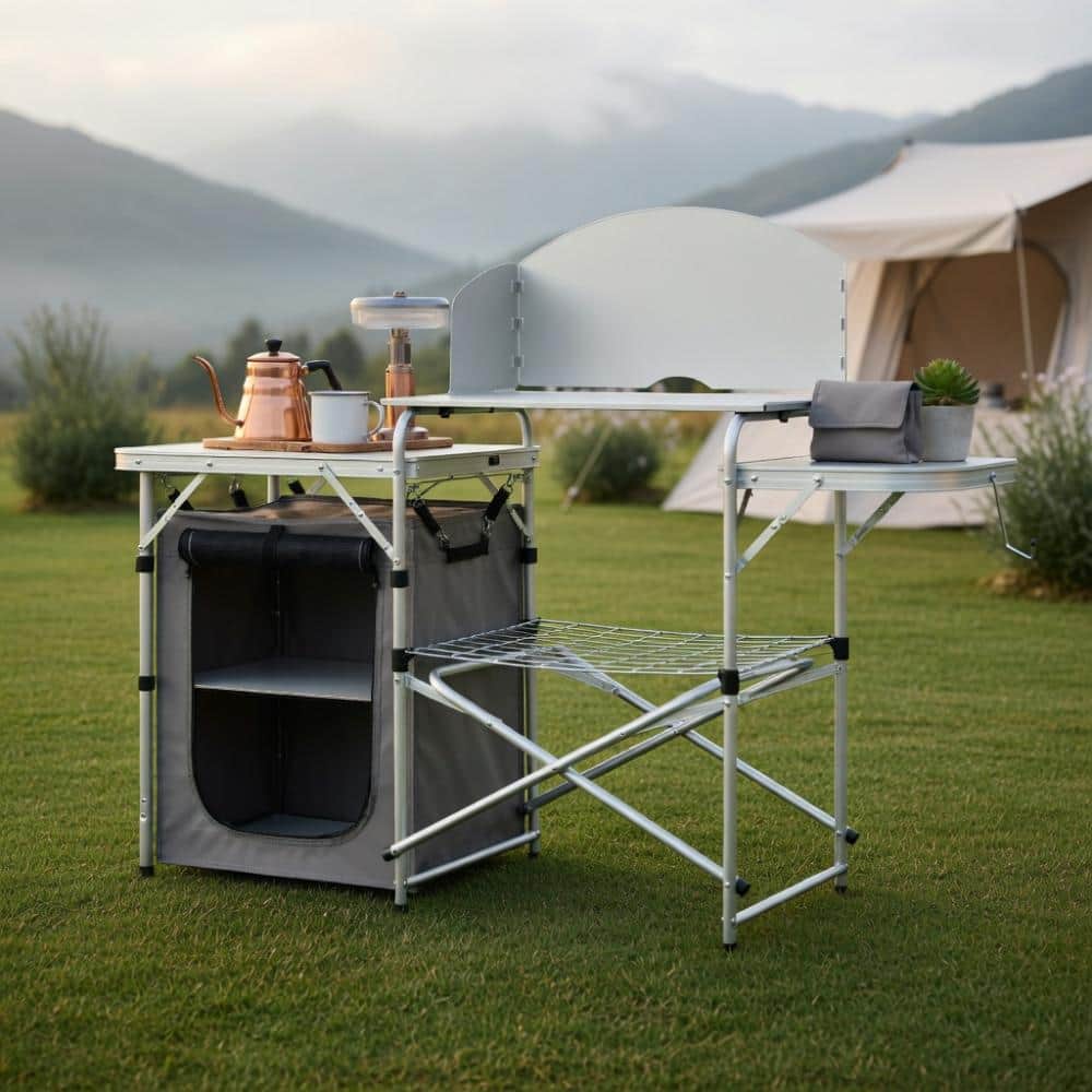Portable foldable BBQ table with windscreen and carry bag price history on PriceWatchPro