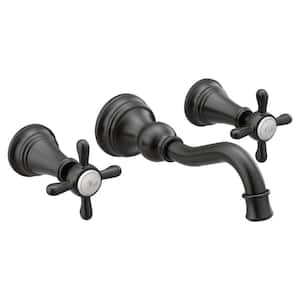Weymouth 2-Handle Wall Mount Bathroom Faucet Valve Sold Separately in Matte Black