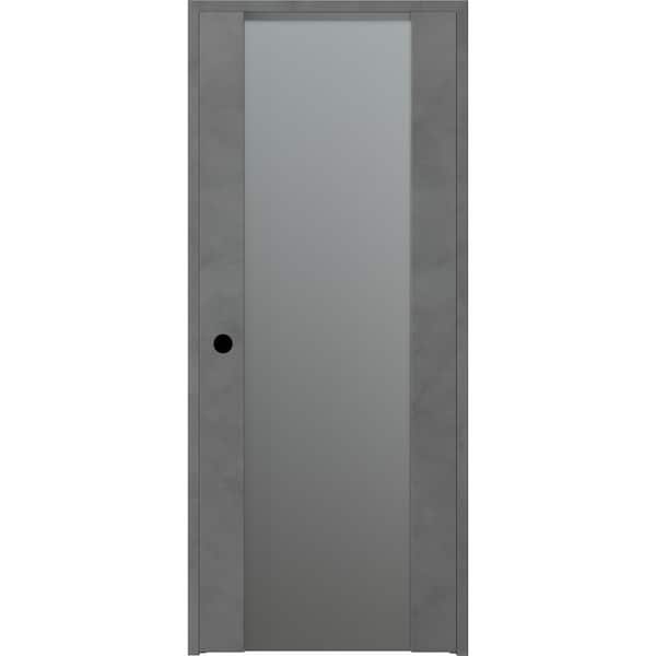 Belldinni 18 in. x 80 in. Vona 202 Dark Urban Right-Hand Solid Core Wood 1-Lite Frosted Glass Single Prehung Interior Door