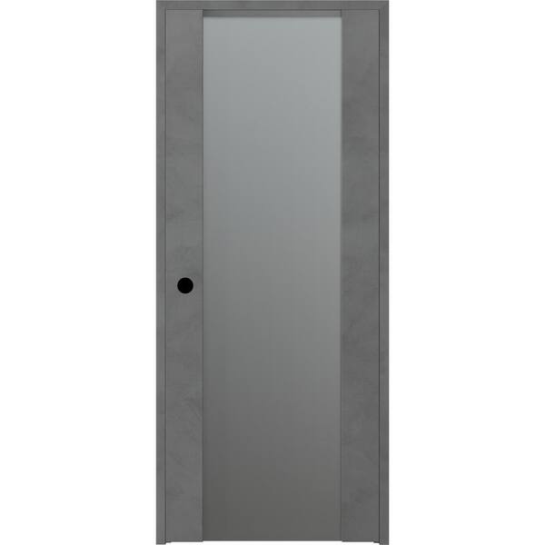 Belldinni 32 in. x 80 in. Vona 202 Dark Urban Right-Hand Solid Core Wood 1-Lite Frosted Glass Single Prehung Interior Door