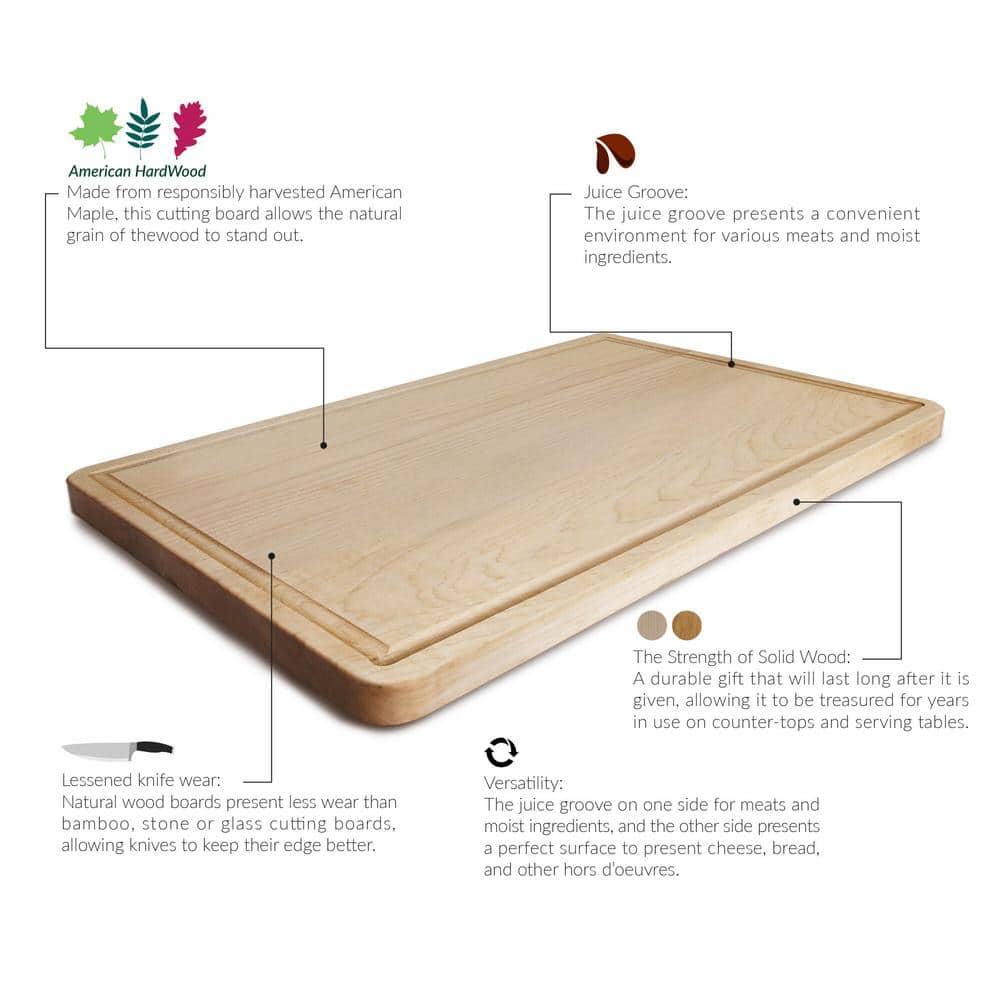 Maple Rectangular Cutting Board with Juice Groove