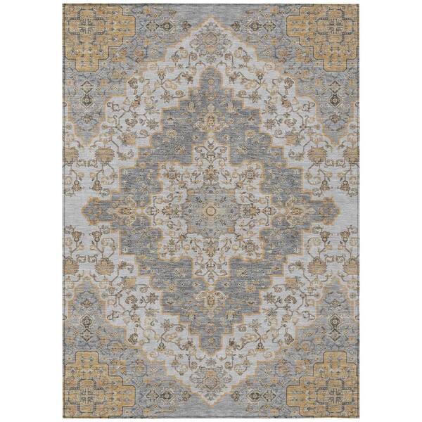 Chantille Machine Washable Indoor/Outdoor Abstract ACN2486 Silver 3 ft. x 4 ft. Area Rug