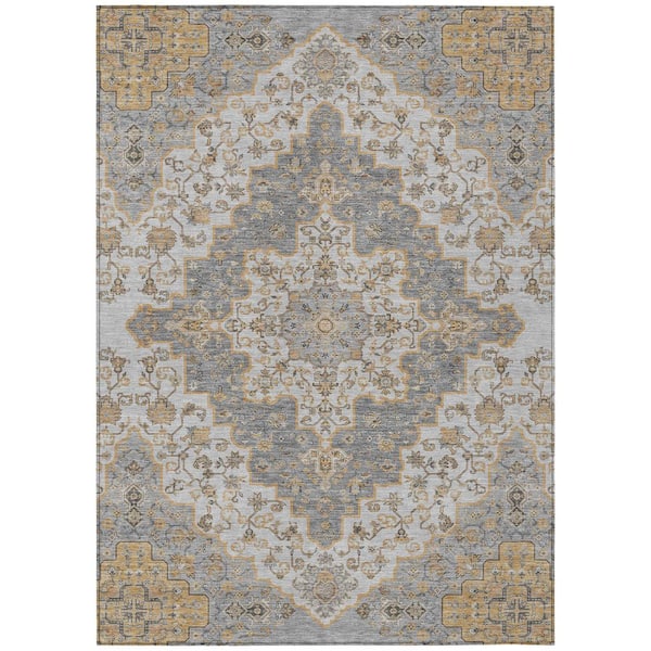Chantille Machine Washable Indoor/Outdoor Abstract ACN2486 Silver 5 ft. x 7 ft. 6 in. Area Rug