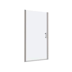 36 in. to 37.3 in. W x 72 in. H Semi Frameless Pivot Shower Door in Chrome Finish with Clear Tempered Glass