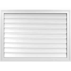 38 in. x 28 in. Vertical Surface Mount PVC Gable Vent: Functional with Brickmould Frame