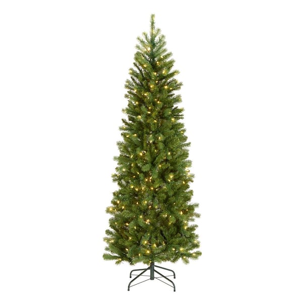 National Tree Company 6.5 ft. Downswept Douglas Pencil Slim Fir Artificial Christmas Tree with Dual Color LED Lights