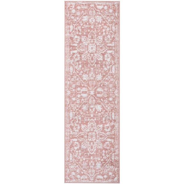 Dazzle Disa Vintage Distressed Oriental Medallion Blush 2 ft. 3 in. x 7 ft. 3 in. Runner Rug