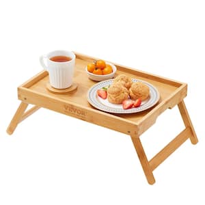 Bed Tray Table 15.7 in. W x 7 in. H x 11 in. D Bamboo Breakfast Tray with Foldable Legs Folding Serving Laptop Desk Tray