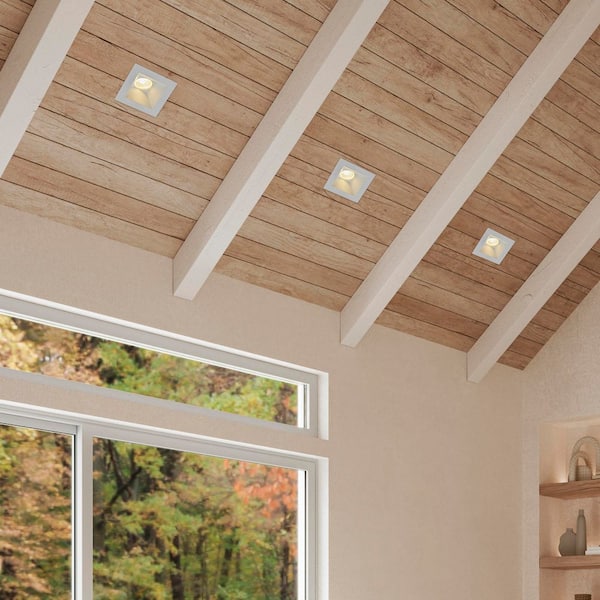 6 in. Slim Square Sloped Recessed Anti-Glare LED Downlight, White Trim, Canless IC Rated, 1800 Lumens, 5 CCT 2700K-5000K
