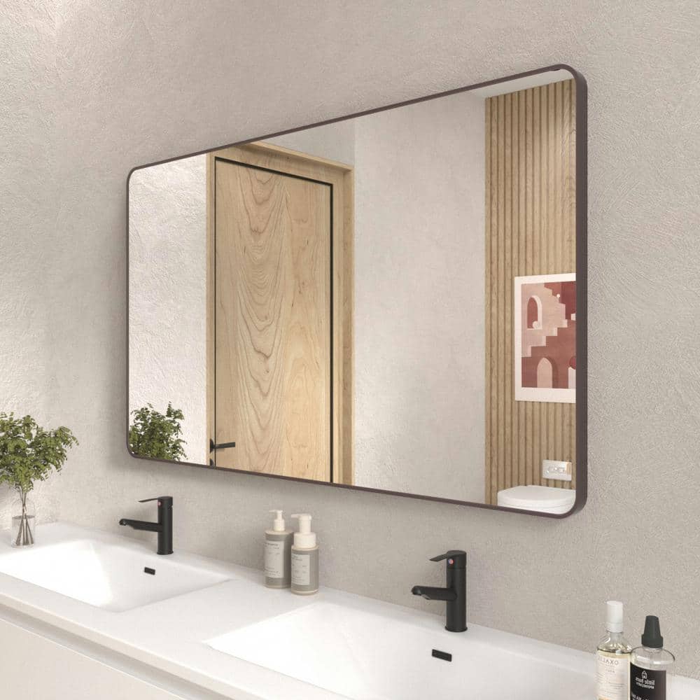 Bronze 60 in. W x 36 in. Modern Rectangular Wall Mirror, Bathroom Vanity Mi