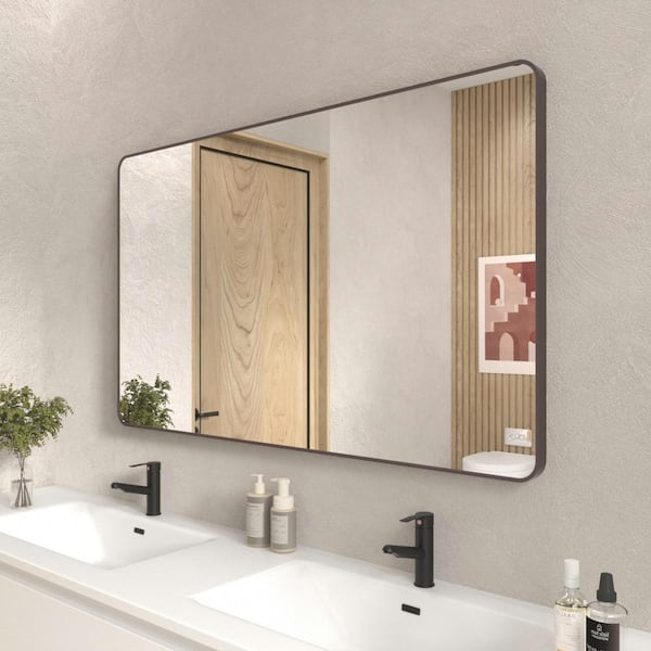 Unbranded Bronze 60 in. W x 36 in. Modern Rectangular Wall Mirror, Bathroom Vanity Mirror, Tempered Glass mirrors