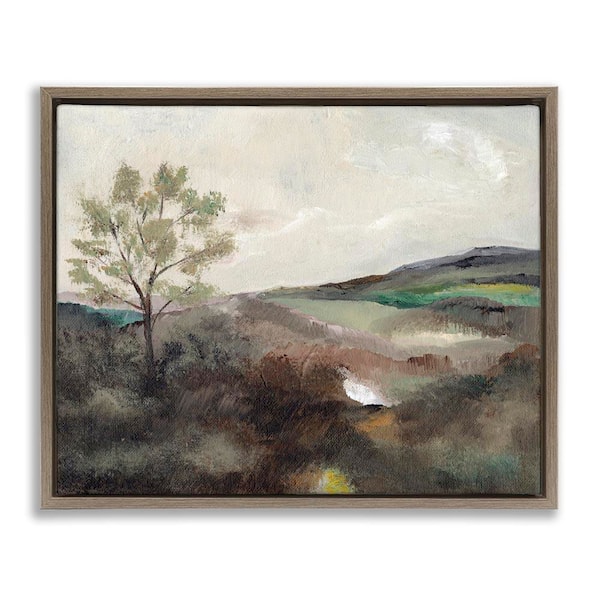 Stupell Industries Beige Toned Landscape by Nikita Jariwala Brown Floater Frame Nature Graphic Art Print 25 in. x 31 in.