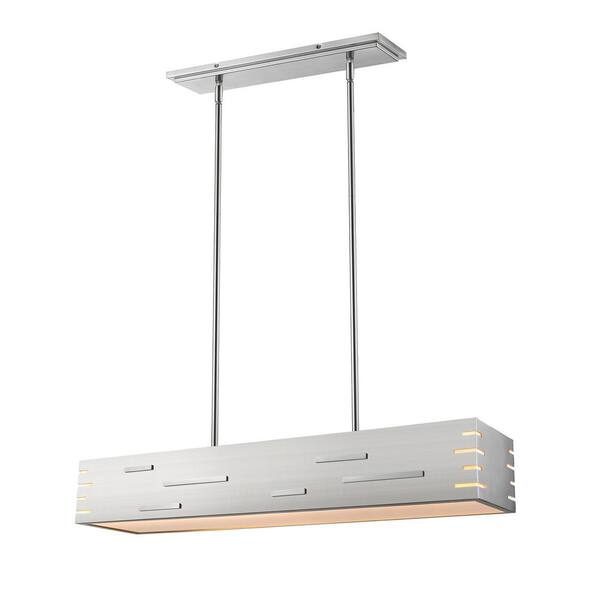 Unbranded Loek 28-Watt 1-Light Brushed Nickel Integrated LED Shaded Chandelier with Brushed Nickel Steel Shade