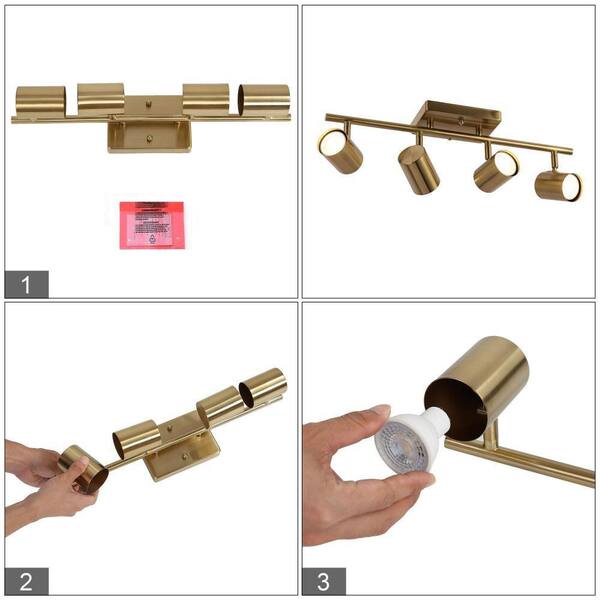 Zevni 1.6 ft. 4-Light Brass Gold Modern Track Lighting Kits Zevni 1.6 ft. 4-Light Brass Gold Modern Track Lighting Kits