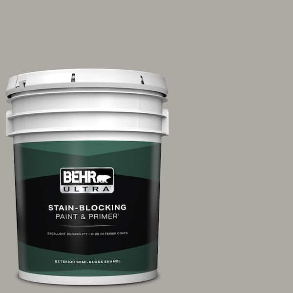 BEHR ULTRA 5 gal. #PPU24-10 Downtown Gray Semi-Gloss Enamel Exterior Paint & Primer