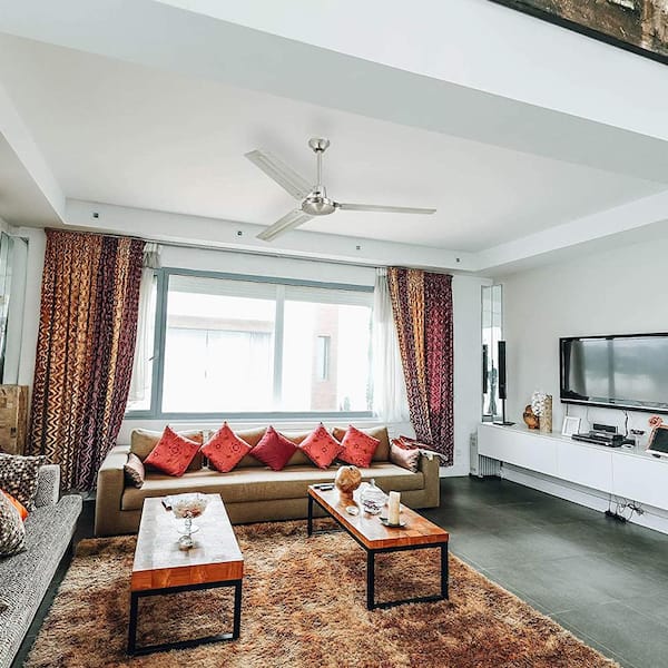 Industrial 56 in. Indoor Brushed Nickel Ceiling Fan with Ball Hanger Installation (2-Pack, 3-Blade)