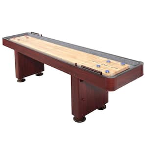 Challenger 12 ft. Shuffleboard Table w/ Storage Cabinets, Climate Adjusters, Leg Levelers, 8 Pucks, Brush and Wax