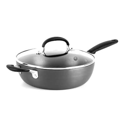 Good Grips 9.5 in. Hard-Anodized Aluminum Nonstick Skillet in Gray with Glass Lid