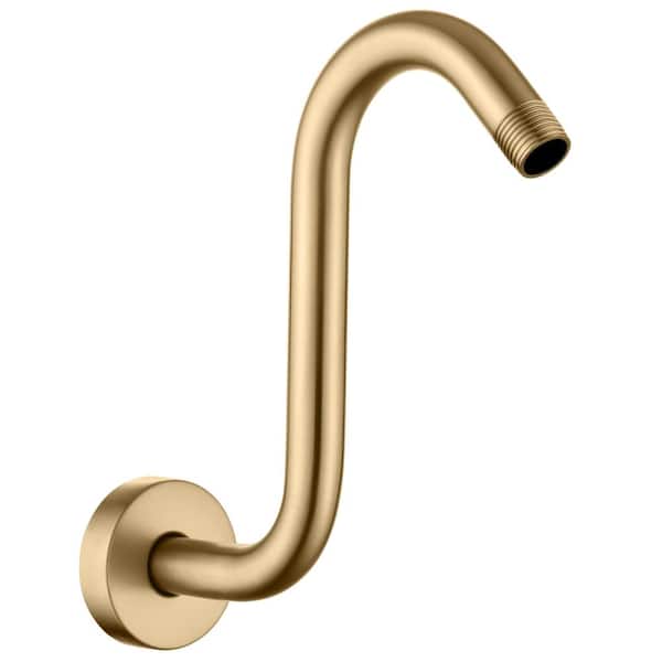 8 in. S-Shape Wall Mount Shower Arm with Flange in Durable Champagne Bronze for Rainfall Showerheads Set