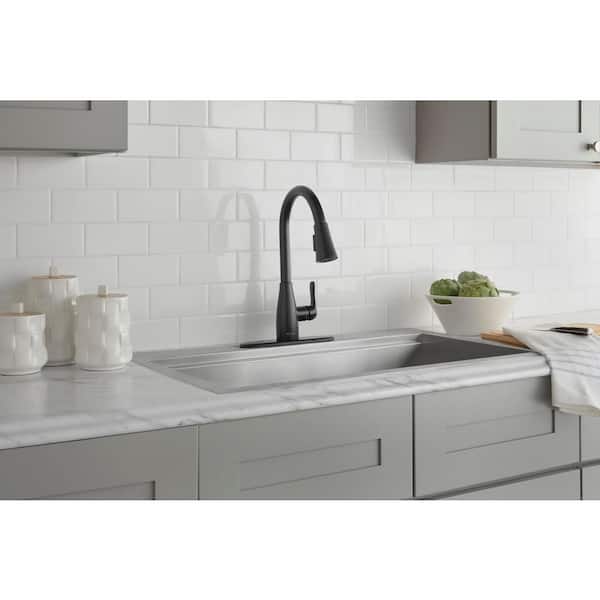 McKenna Single Handle Pull-Down Sprayer Kitchen Faucet in Matte Black with TurboSpray and FastMount