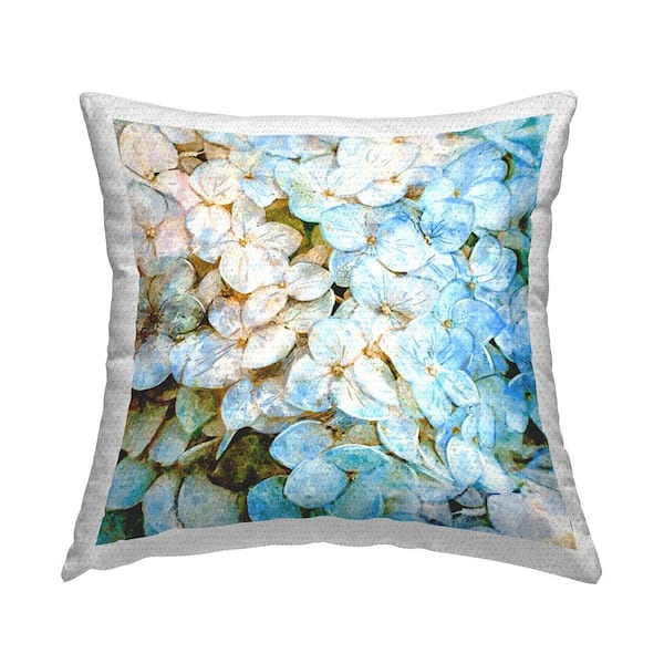 Stupell Industries Close Up Hydrangea Petals Blue Square Outdoor Throw Pillow