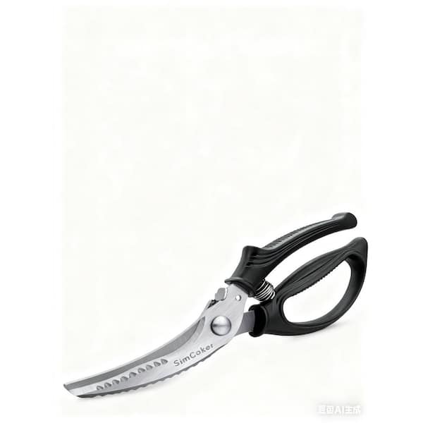 Heavy Duty Stainless Steel Kitchen Shears with Anti-Slip Handle, Safety Lock, Spring Loaded and Dishwasher Safe