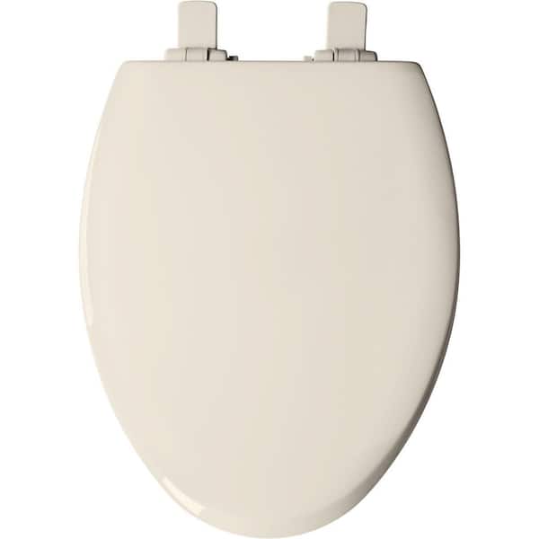 Toilet Seat Slow Close ELONGATED Durable Enameled Wood Biscuit/Linen 