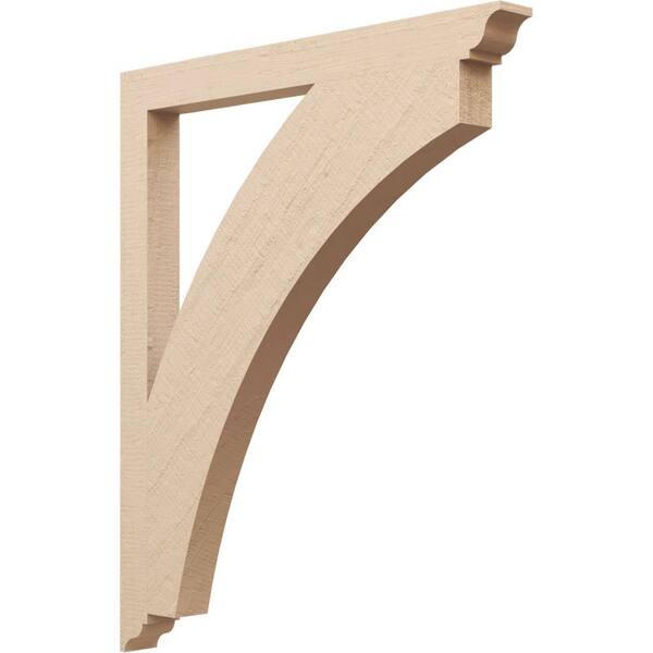 Ekena Millwork 3.5 in. x 48 in. x 40 in. Thorton Traditional Rough Cedar Woodgrain Timberthane Polyurethane Bracket, Primed Tan