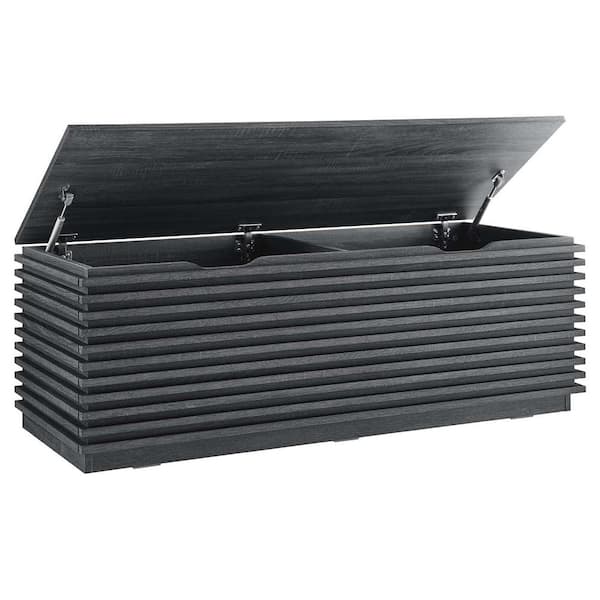MODWAY Render Charcoal Black Storage Trunk Bench 47 in. in