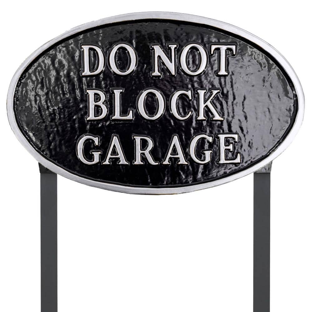 10 in. x 18 in. Large Oval Do Not Block Garage Statement Plaque Sign with Lawn Stakes - Black/Silver price history on PriceWatchPro