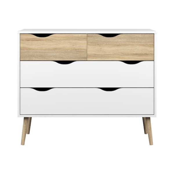 Tvilum Diana 4-Drawer White/Oak Structure Chest of Drawers
