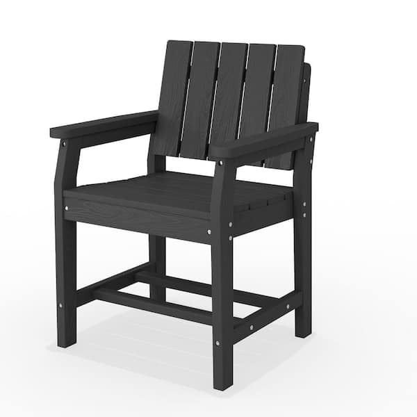 All-Weather HDPE Outdoor Dining Chair-Durable, Fade-Resistant, and Easy-Care Patio Seating in Black