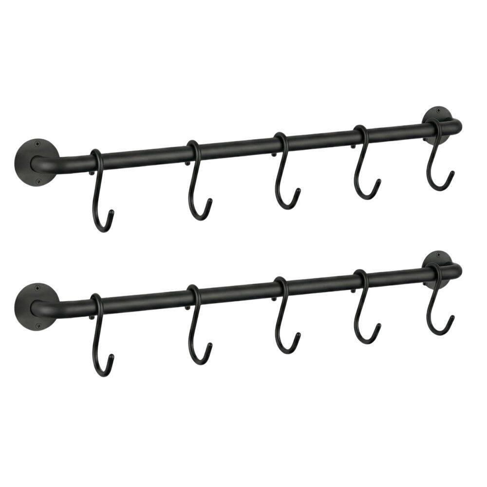 Pot Rack Rail Anqtovp Black Wall Mounted Kitchen Rack Pot Rack Organizer with 10 S ...