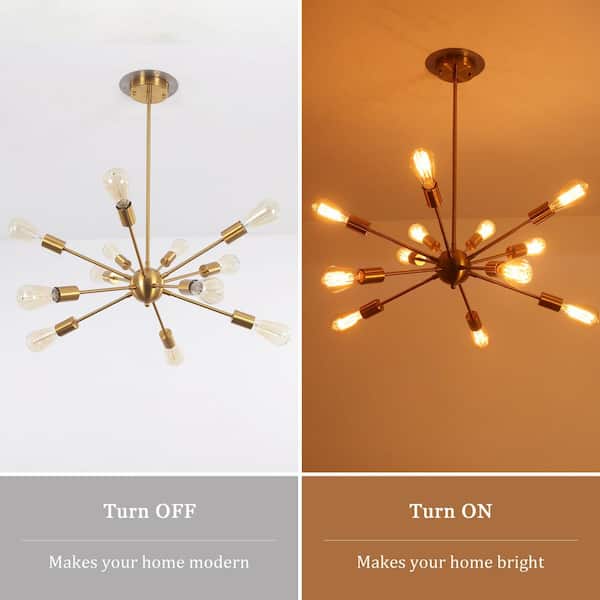 ADSENSTY 12-Light Gold Sputnik Style Chandelier Modern  display picture 3