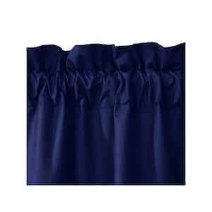 Prescott Rod Pocket Navy Polyester Smooth 40 in. W x 84 in. L Rod Pocket Indoor Room Darkening Curtain (Double Panels)