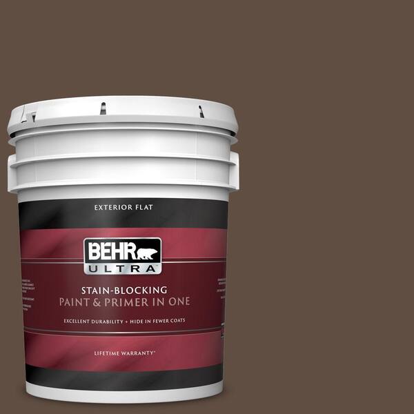 BEHR ULTRA 5 gal. #UL170-1 Pine Cone Flat Exterior Paint and Primer in One