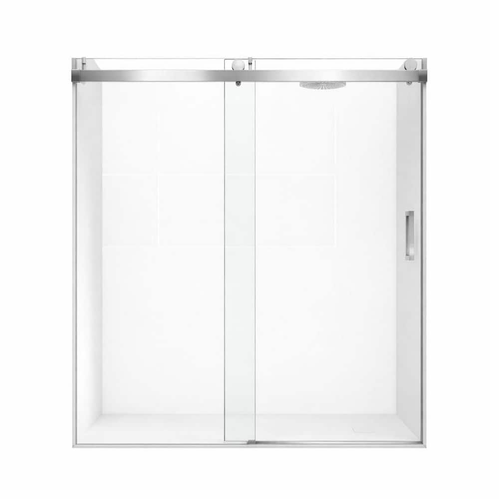 56 in.-60 in. W x 76 in. H Frameless Single Sliding Shower Door in Chrome with Tempered Glass with Soft-Close price history on PriceWatchPro