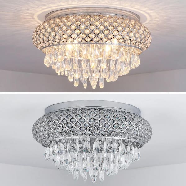 Maxax Jackson 5-Light 19.7 in. Chrome Flush Mount With Crystal Shade MX19120-5CL-C