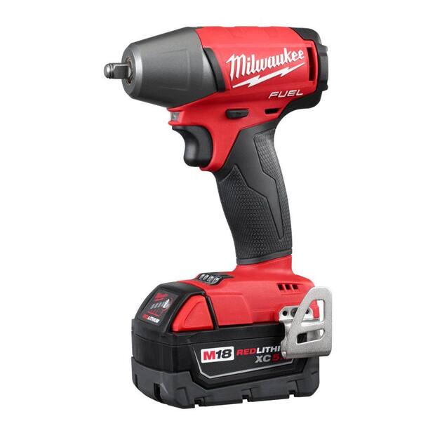 Milwaukee - M18 FUEL 18-Volt Lithium-Ion Brushless Cordless 3/8 in. Impact Wrench with Friction Ring Kit with Two 5 Ah Batteries