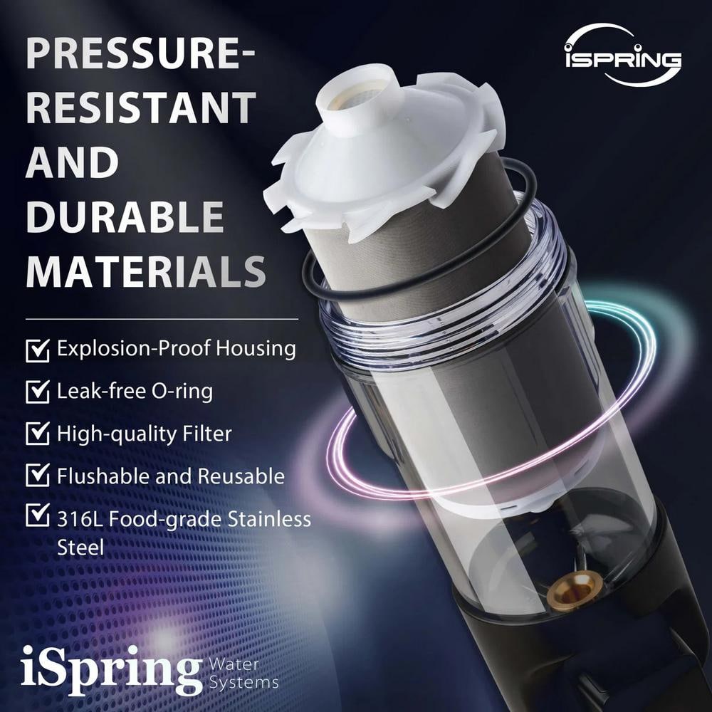 iSpring Jumbo Brass and Clear Sediment Water Filter with Touch-Screen