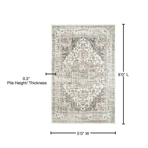 nuLOOM Vintage Tanith Cream 5 ft. x 8 ft. Area Rug OWMN09A-508