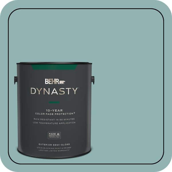 BEHR DYNASTY 1 gal. #BIC-24 Artful Aqua Semi-Gloss Enamel Exterior Stain-Blocking Paint & Primer