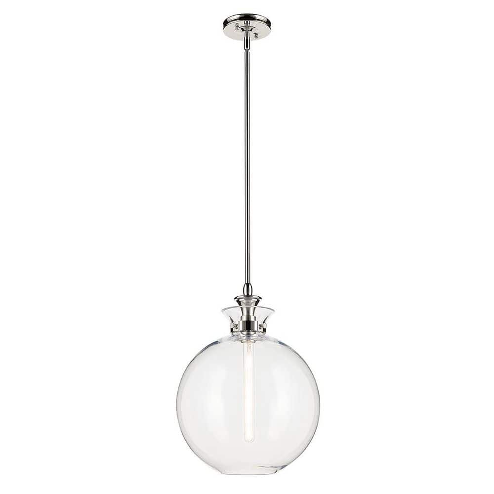 Laria 15 in. 1 Light Pendant with Clear Glass in Polished Nickel price history on PriceWatchPro